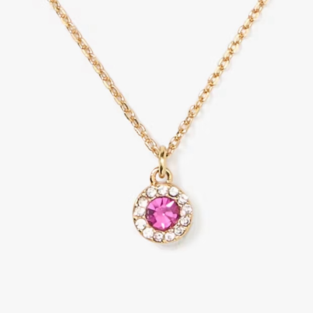 Kate Spade Gold Necklace with Pink Gemstone Pendant